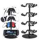 Controller Holder Stand 4 Tiers for Desk, Aluminum Alloy Rotatable Gaming Headset Stand for PS5/PS4/Xbox/Switch2/PS Controller/Headphone Holder for 12 Packs Controller