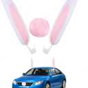 Didiseaon Easter Bunny Ears Nose Car Decor: Rabbit Ears Car Antenna Topper, Outdoor Easter Decorations for Auto Vehicles Christmas Party Exterior Accessories
