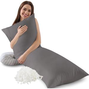 Memory Foam Body Pillow Insert, Soft Large Long Bed Pillow for Adults, Breathable Full Body Pillow, Grey