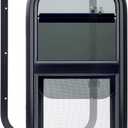 RVSNAIL RV Window for Trailer Camper, 30" W x 20" H RV Exit Window with Net Screen and Trim Ring for 1-1/2" to 1-4/5" Thick Walls, DOT Approved