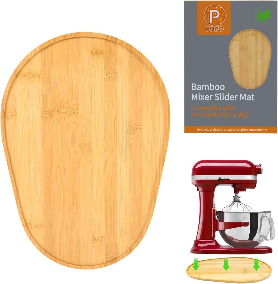 Bamboo Sliding Mat Compatible with KitchenAid 6/7/8 Quart Bowl-Lift Stand Mixer,Mixer Moving Tray Attachments Kitchen Countertop Storage Accessories