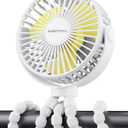 SWEETFULL Portable Stroller Fan with Display 4000mAh Battery Powered Mini Clip On Fan, 4-Speed Rechargeable Small Personal Cooling for Baby Car Seat Crib Travel - White