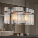 Liilokte 2 Light Modern Crystal Chandelier D23.6 Dining Room Chandelier Over Table Contemporary Pendant Ceiling Light Fixture Adjustable Height E26 for Living Room, Foyer, Entryway, Bedroom Gold