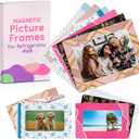 Magnetic Picture Frames for Refrigerator 4x6, 4.5x2.5, Magnet Photo Frame, Pack of 12 in 6 Modern Designs, Locker and Refrigerators Decorations, GREAT DESIGNS! (Pink/Blue/Purple)