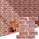 Commomy 10 Pcs 3D Faux Brick Wall Panels -11.8"X11.8" Small Size Thin PVC Red Brick Peel and Stick Tile DIY Self-Adhesive Wall Tile Faux Brick Paneling for Fireplace, Bedroom, Living Room, Kitchen