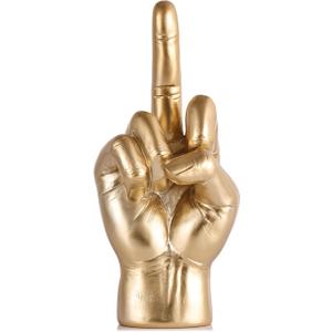 Gold Middle Finger Gifts,Gesture Statues and Sculptures,Home Dcor Accent,Finger Classic Knick Knacks for Shelves,Desk,Entryway,Tv Stand,Mantel,Coffee Table,Centerpiece Table Decorations for Men