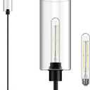 BoostArea Floor Lamp With Glass Lampshade, 4W Bulb Included - Modern Standing Pole Lamp for Living Room, Bedroom, Office, Kids Room, Reading (Black)