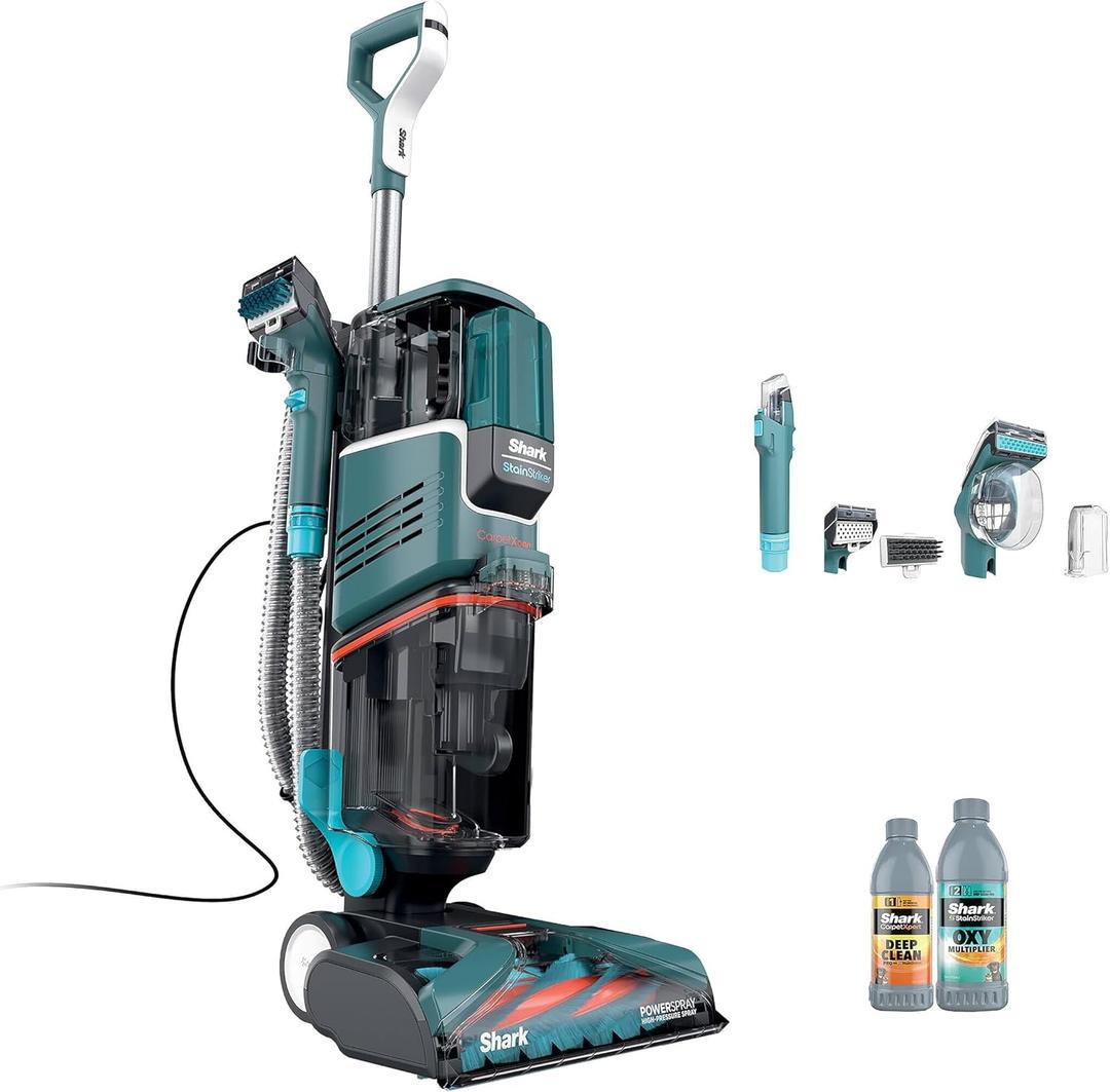 Shark R-EX205 CarpetXpert Carpet, Area Rug & Upholstery Cleaner with StainStriker, Built-in Spot & Stain Cleaner, Teal - Certified , EX200 Series