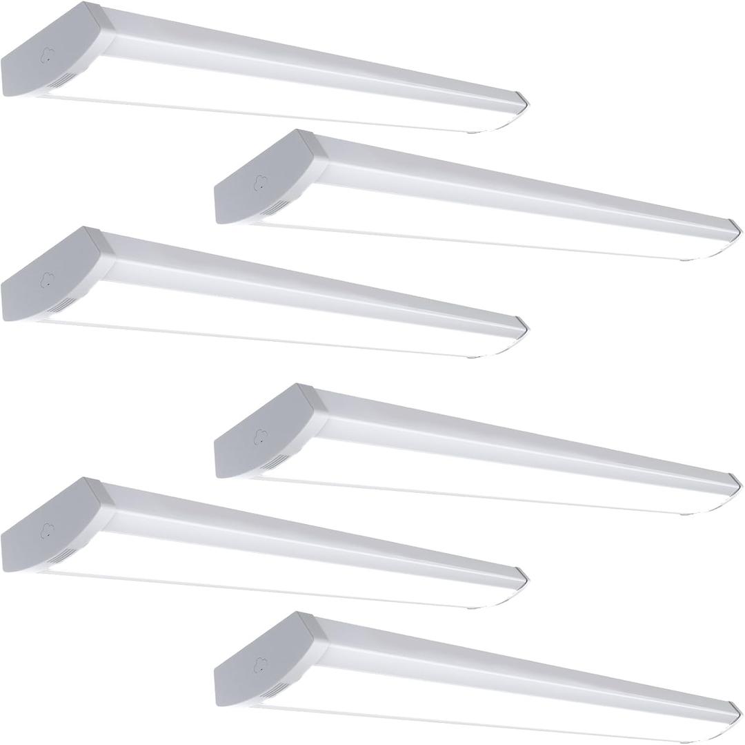 HYPERLITE 60W LED Wraparound Light 4 Feet, 6600lm Linkable 5000K LED Shop Lights Surface Mount, ETL Listed,Led Ceiling Office Wrap Light Fixture for Garage, Workshop, Fluorescent Replacement, 6P