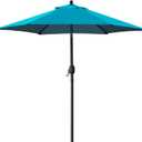 Sunnyglade 7.5' Patio Umbrella Outdoor Table Market Umbrella with Push Button Tilt/Crank, 6 Ribs (Teal Blue)