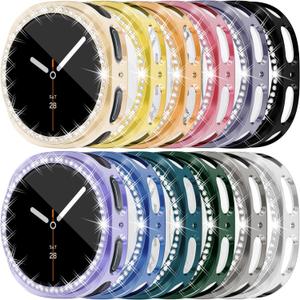 RICHONE [12Pack] Bling Screen Protector Compatible with Samsung Galaxy Watch 8 (2025) 44mm, Rhinestone Full Protection Flexible TPU Cases Anti Scratch Watch Bumper Cover for Galaxy Watch8 44