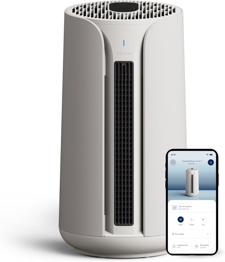 BLUEAIR ComfortPure Most Powerful 3-in-1 Air Purifier: Cooling, Heating, Purifying HEPASilent Cleaner for Home, Pets, Allergies, Dust, Smoke, Odor  Covers 840 sqft in 60 Minutes  All season comfort