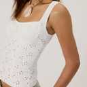 Women Y2k Eyelet Tank Top Sleeveless Slim Fit Bustier Cami Top Summer Strappy Backless Going Out Crop Tops (S)