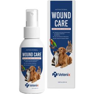 Dog Wound Care Spray | Healing Aid and Skin Repair, Clean Wounds, Relieve Dog Skin Allergies, Safe for All Animals. 3.38 Ounces
