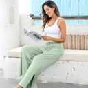 26"/28"/30" Inseam Womens Wide Leg Sweatpants Petite High Waist Summer Pants UPF50 Lightweight Beach with Pocket Split Leg (Small, Greenish Gray)