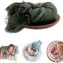 Newborn Baby Photography Props Mesh Soft Decorative Blanket Swaddle Wrap for Boy Girls Photography Shoot (Dark Green)