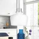 Emak Pendant Lights Kitchen Island with Milk Glass Shade, Modern 8 Inch Brushed Nickel Pendant Light Hanging Lights for Kitchen Island, Dining Room, Bathroom, Bedroom, PL122-BN-ML