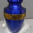 ALPHA Living HOME Urns for Human Ashes Adult Female and Male 200+ Cubic Inches, Decorative Burial Urn, Funeral Cremation Urns for Women and Men, Handcrafted Urn for Ashes Adult, 11" Blue Gold