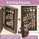 Meangood Jewelry Box Wood for Women, 5-Layer Large Organizer Box with Mirror & 4 Drawers for Rings, Earrings, Necklaces, Vintage Style, Weathered Grey