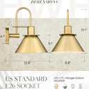Brass Wall Sconce, HWH Modern Wall Light Sconces for Bedroom Bathroom, 1-Light Indoor Wall Light Fixtures with Metal Shade, White Interior, Gold Finish, 5HZG56BL BG, Large