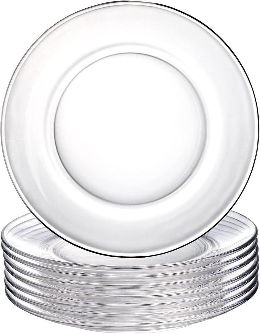 WUWEOT 8 Pack Glass Dessert Plates, 7.5" Clear Salad and Appetizer Plates, Snack Fruit Dinner Serveware, Dishwasher Safe
