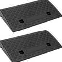 QWORK PVC Curb Ramp 2 Sets, 19.2" L x 10.6" W x 3.54" H for Wheelchairs, Motorcycles, and Vehicles, 2000lbs Load Capacity, All-Weather, Textured Surface