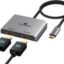 USB C to Dual HDMI Adapter (4K@60Hz) Type C (Source) to HDMI(Display) Splitter and USB C Converter Supports Extended Display of Dual Monitors, for MacBook, LenovoYoga, Thinkpad, Dell XPS,etc