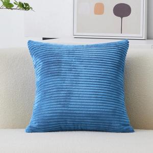 Home Brilliant Large Pillow Cover 26x26 Euro Sham Corduroy Blue Throw Pillow Cover for Couch Bench Car Patio Spring Decor, 66 cm, Blue