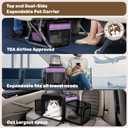 Top and 2 Sides Expandable Cat Carrier 18x11x11, TSA Airline Approved Dog Carriers for Small Dogs, Soft-Sided Pet Carrier with Self-Locking Zippers for Kitten,Rabbit, Puppy, Guinea Pig Purple