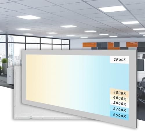 RG RayGalax 2 Pack 2x4 LED Flat Panel Light, 5 CCT 5 Power Modes Adjustable LED Ceiling Lights, 50W/6250LM Recessed Drop Ceiling Lights Fixtures, 0-10V Dimmable Troffer Back-lit Light ETL,FCC