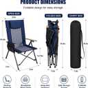 ATORPOK Camping Portable Folding Lawn Chairs for Adults, High Back Recliner | 350LBS Support, Adjustable Reclining Backrest, Integrated Headrest, Carry Bag Included, Outdoor Camping, Fishing, Beach Use
