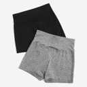 WDIRARA Women's 2 Pack High Waist Yoga Shorts Tummy Control Fitness Workout Running Biker Shorts (Gray, L)