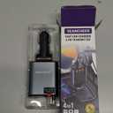 SEANCHEER Car Bluetooth Adapter & Car Charger USB C, 69W Cigarette Lighter Adapter with 2 Retractable Cables, FM Transmitter Bluetooth 5.3 for Handsfree Call,MP3 Player (Gray[USB-C+Lightning])