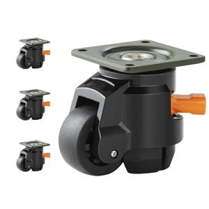 VEVOR Leveling Casters, Set of 4, 1000 lbs Total Load Capacity, 2 inches, Heavy Duty with Upgraded Handle Design, 360 Degree Swivel Caster Wheels, Adjustable Casters with Feet for Workbench, Machine