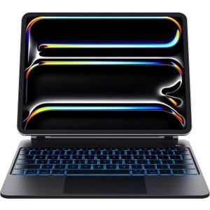 CHESONA Magic Keyboard Case for iPad Pro 13 inch (M5 2025/M4 2024), 7 Color Backlit with Battery Digital Display, Multi-Touch Trackpad, Easy-Set Magnetic Stand, Black