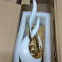 Gold Ceramic Abstract 2 Piece Statue Set,Mid Century Modern Abstract Art Home Decor Statue Mantelpiece on Unique Shelf Decor, TV Cabinet Divider Table top and Dining Table Centerpiece (White Gold)