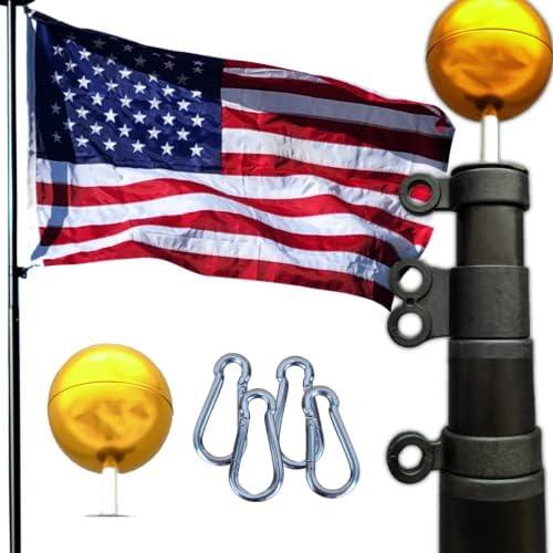 Service First 25FT Flagpole Kit Freedom Edition Black Telescoping For Outside House In Ground - Anti Tangle Swivel Ring Design - 100MPH Wind Tested : Patio, Lawn & Garden