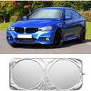 Foldable Car Windshield Sun Shade, Bonus Steering Wheel Sun Shield to Block UV Rays Keep Your Vehicle Cooler, Easy to Use Car Interior Accessories (Small)