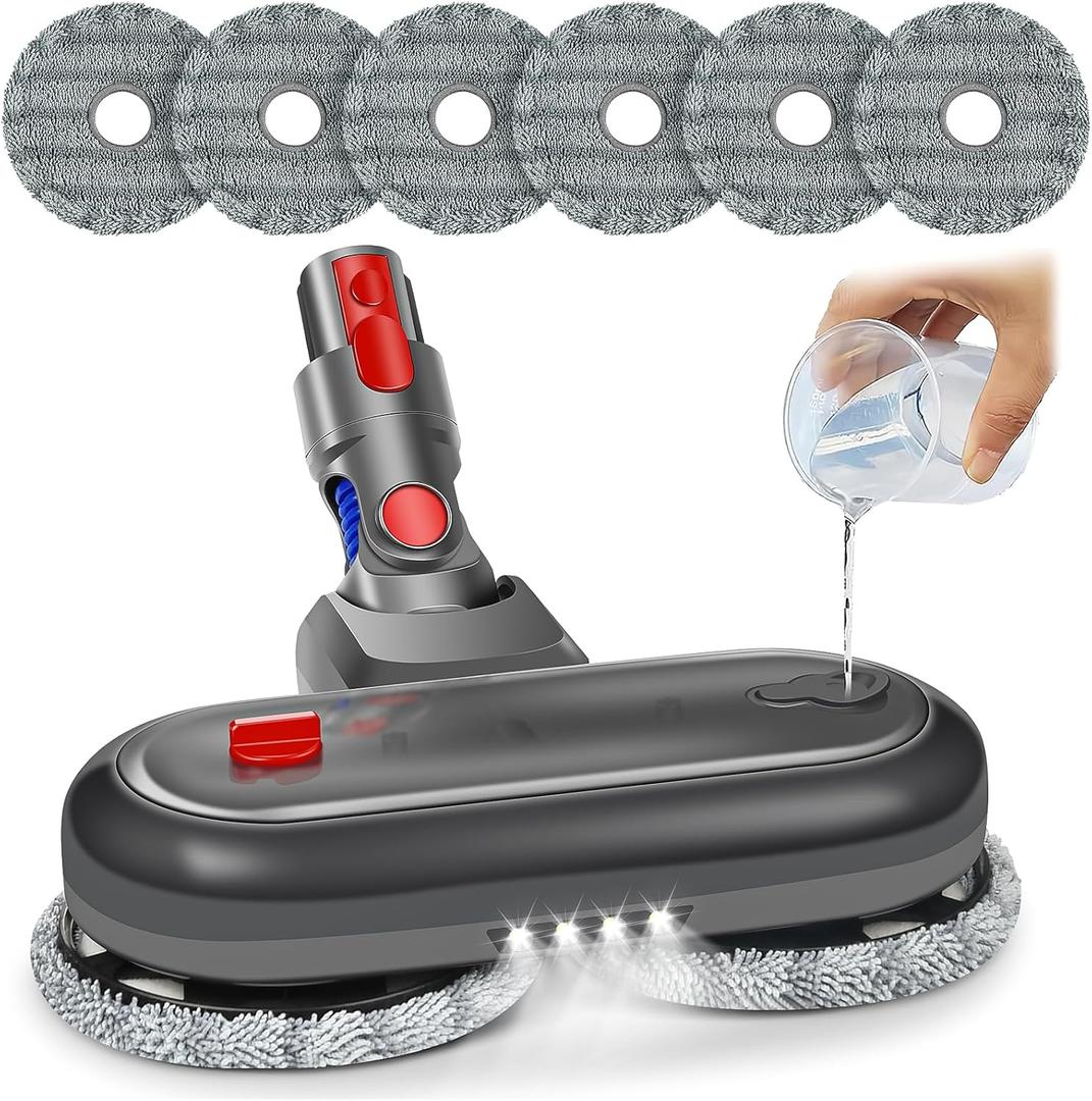 Mop Head Attachments for Dyson V7 V8 V10 V11 V15 Series Vacuum Cleaner, Electric Wet & Dry Mop Head Replacement for Hard Floor + 6 Pack Mop Pads + 1 Measuring Cup