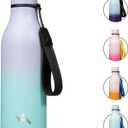 Insulated Water Bottle with Strap,18 oz Double Wall Stainless Steel Vacuum Bottles Metal Water Flask,Lavender Green