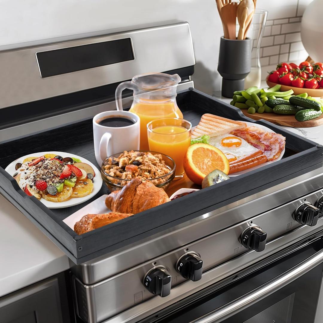 WOLKI Noodle Board Stove Cover for Stoves, Wooden Cover Built-in Handles