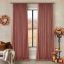 Terracotta Pleated Linen Blackout Curtains 90 Inches Long for Bedroom Living Room Pinch Pleat Black Out Thermal Insulated Ring Hooks Back Tab Room Darkening Drapes Burnt Orange Curtains with Liner