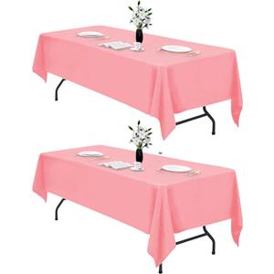 IVAPUPU 2PCS Blush Pink Table Cloth for Rectangle Table - 60 x 102 Inch Tablecloths Rectangular Waterproof Washable Wrinkle Resistant for 6 FT Tables Wedding Cocktail Party