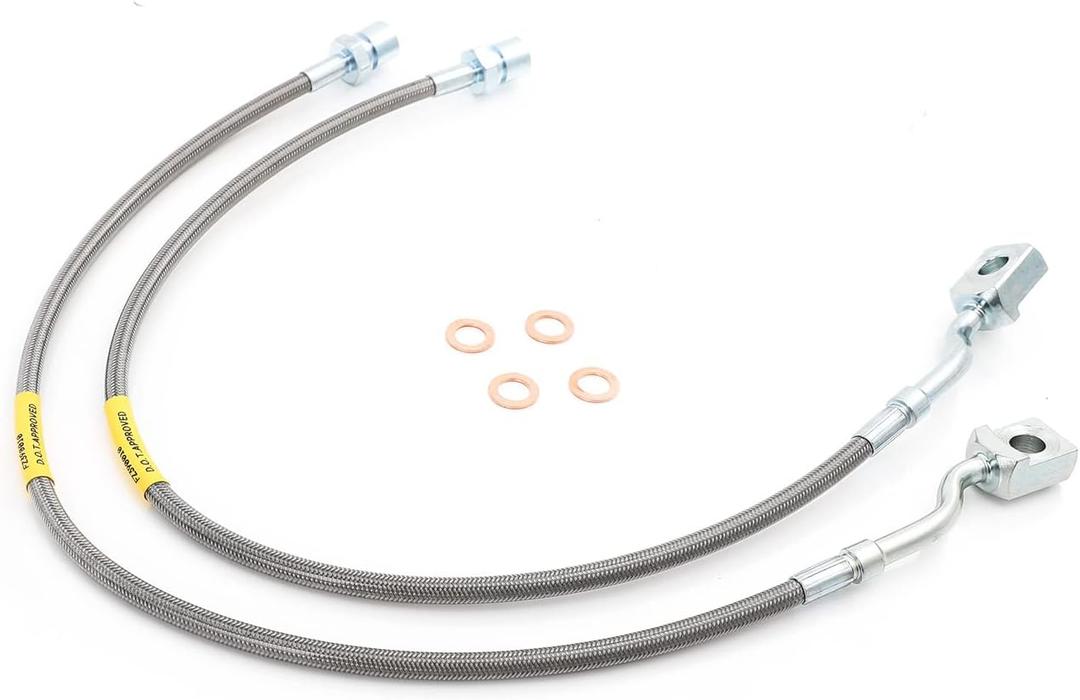 Extended Front Stainless Brake Lines Compatible With Chevy Silverado 1500 2007-2019, Chevy Silverado 2500 2011-2019, With 3500HD, With GMC Sierra 1500 2500 2007-2019 5-7.5" Lift
