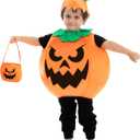 Spooktacular Creations Halloween Pumpkin Costume Kids with Basket Outfit for Toddler Child Halloween Dress Up Party (3T)