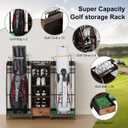 Golf Bag Storage Organizer for Garage, Premium Wooden 2 Golf Bags Rack with Drawer, Easy Assemble Golf Club Stand/Holder Suitable for Garage Home Simulator and Office