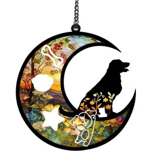 2 x Yootiko Cat Dog Memorial Suncatcher, Pet Memorial Gifts Pet Sympathy Gift to Memorialize The Loss Pass Away Gifts Windows Memorial Ornament with Personalized Decorations of Name Date (B 31 Dog)