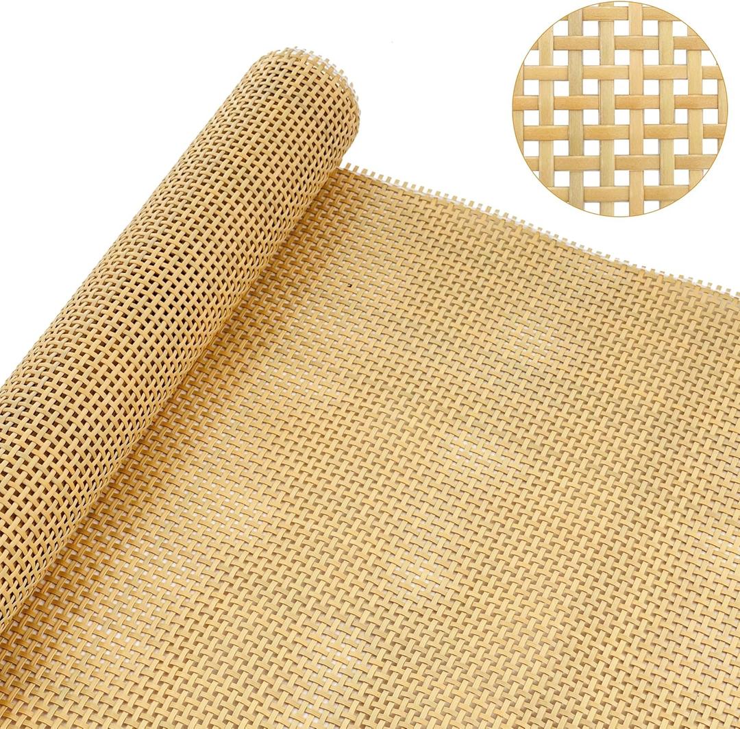 Plastic Rattan Square Webbing Roll, 24 in x 6.6 Ft, Faux Cane Webbing for DIY Home Decor Projects, Pre-Woven Open Mesh for Furniture, Bed, Cabinet, Wardrobe, Room Divider, Light Shade