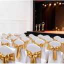 Satin Chair Sashes Bows 7x108 Inch Party Dinning Room Chairs Accessories Knots Ties for Wedding Birthday Banquet Baby Shower Hotel Christmas Celebration Decoration50 Pack, Gold