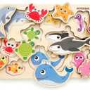 QUOKKA Wooden Puzzles for Toddlers Ages 1-3-5  Animal Peg Puzzles for Kids 2-4 Years Old  Set of 3 Wood Learning Travel Toys for Children  Gift Educational Game for Boys and Girls